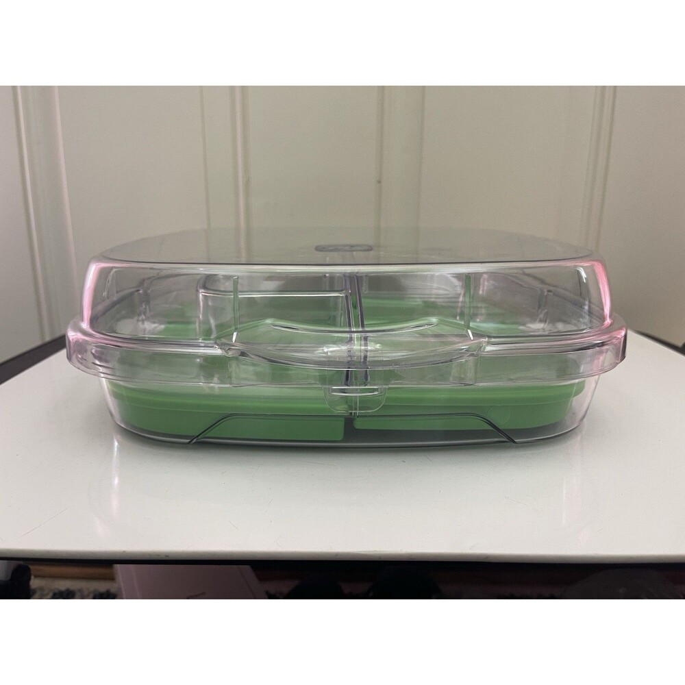 Pampered Chef Large Square Cool & Serve Green Tray w Carry Bag #2292 - Picture 12 of 13